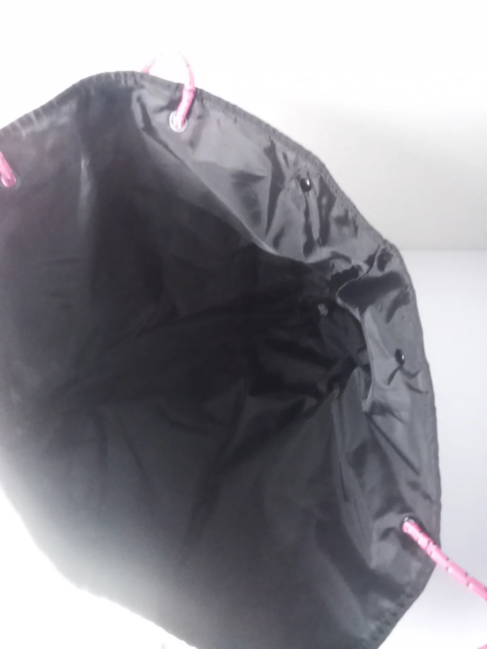Victoria's Secret White Tote with Bungee Cord Pink Rope Handles
